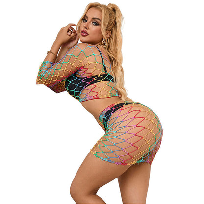 SUBBLIME - 952440 RAINBOW LONG SLEEVE 2-PIECE MESH SET ONE SIZE