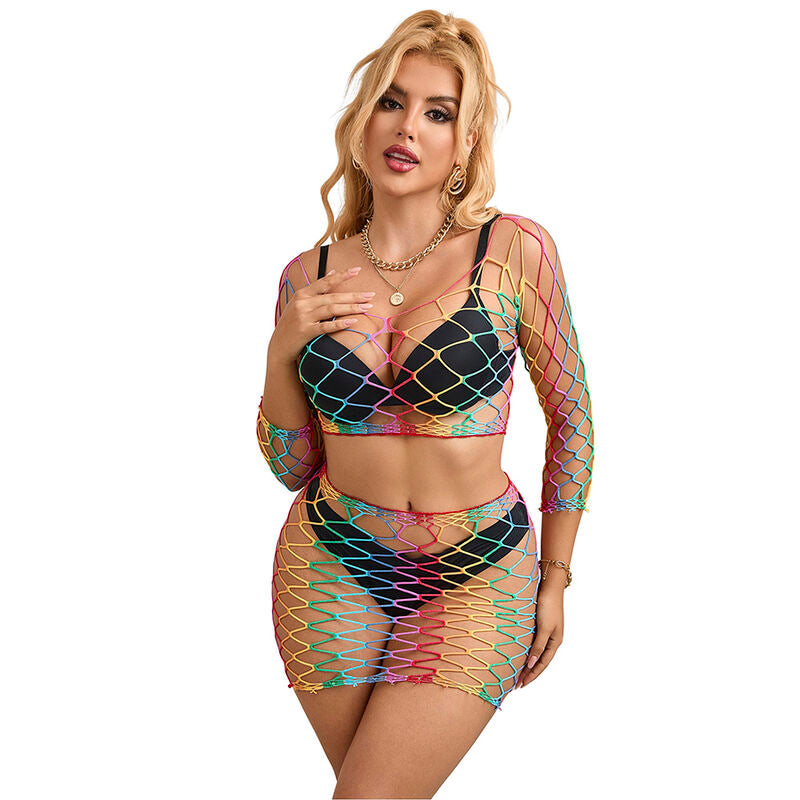 SUBBLIME - 952440 RAINBOW LONG SLEEVE 2-PIECE MESH SET ONE SIZE