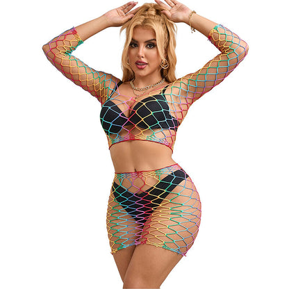 SUBBLIME - 952440 RAINBOW LONG SLEEVE 2-PIECE MESH SET ONE SIZE