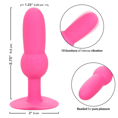 CALEXOTICS - TAPÓN ANAL CON CUENTAS PARA PRIMERA VEZ, SONDA, 10 VIBRACIONES, ROSA