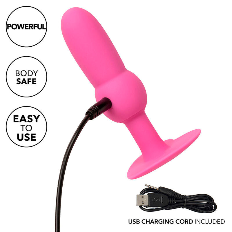CALEXOTICS - TAPÓN ANAL CON CUENTAS PARA PRIMERA VEZ, SONDA, 10 VIBRACIONES, ROSA
