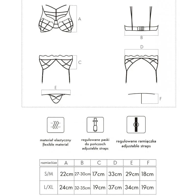 Livco Corsetti Fashion Soledad Lc 20217 Soutien Gorge + Culotte + Jarretière L/XL