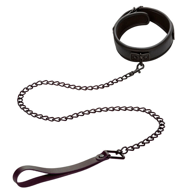 CALEXOTICS - COLLAR Y CORREA DE CUERO AJUSTABLE NEGRO NOCTURNO