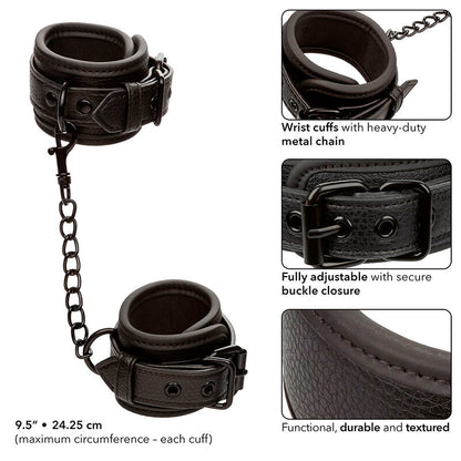 CALEXOTICS - NOCTURNAL POIGNETS IN CUIR RÉGLABLES NOIRS