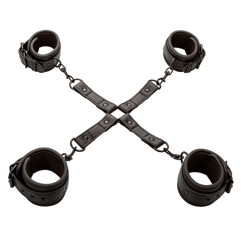 CALEXOTICS - NOCTURNAL CONNECTOR TIE HOG ADJUSTABLE BLACK LEATHER