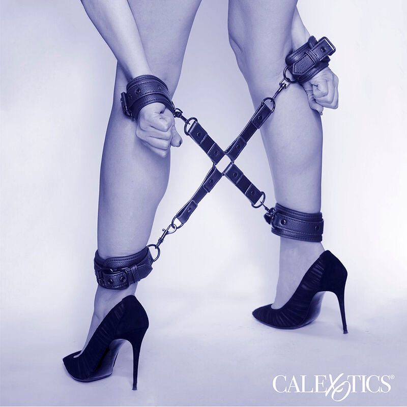 CALEXOTICS - NOCTURNAL CONNECTOR TIE HOG ADJUSTABLE BLACK LEATHER