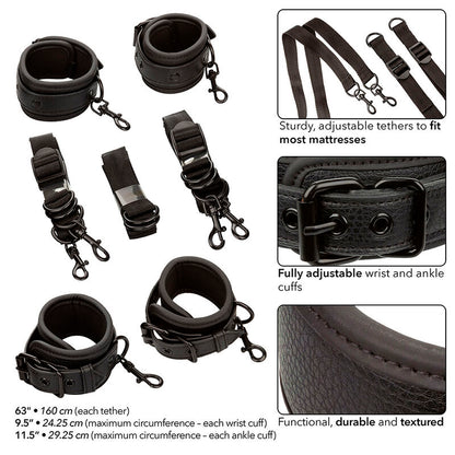 CALEXOTICS - CINTURÓN DE CAMA AJUSTABLE NOCTURNO DE CUERO NEGRO