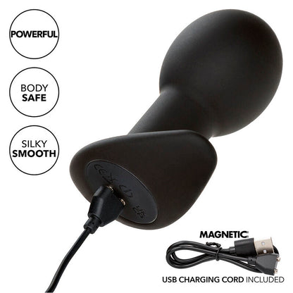CALEXOTICS - PLUG ANAL ROCK BOTTOM 10 VIBRACIONES SILICONA NEGRO