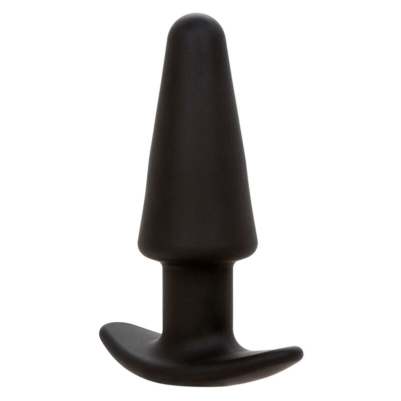 CALEXOTICS - PLUG ANAL CÓNICO CON FONDO DE ROCA, 10 VIBRACIONES, SILICONA NEGRA