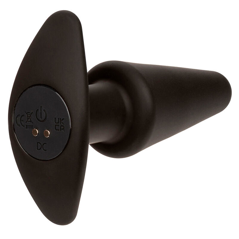 CALEXOTICS - PLUG ANAL CÓNICO CON FONDO DE ROCA, 10 VIBRACIONES, SILICONA NEGRA