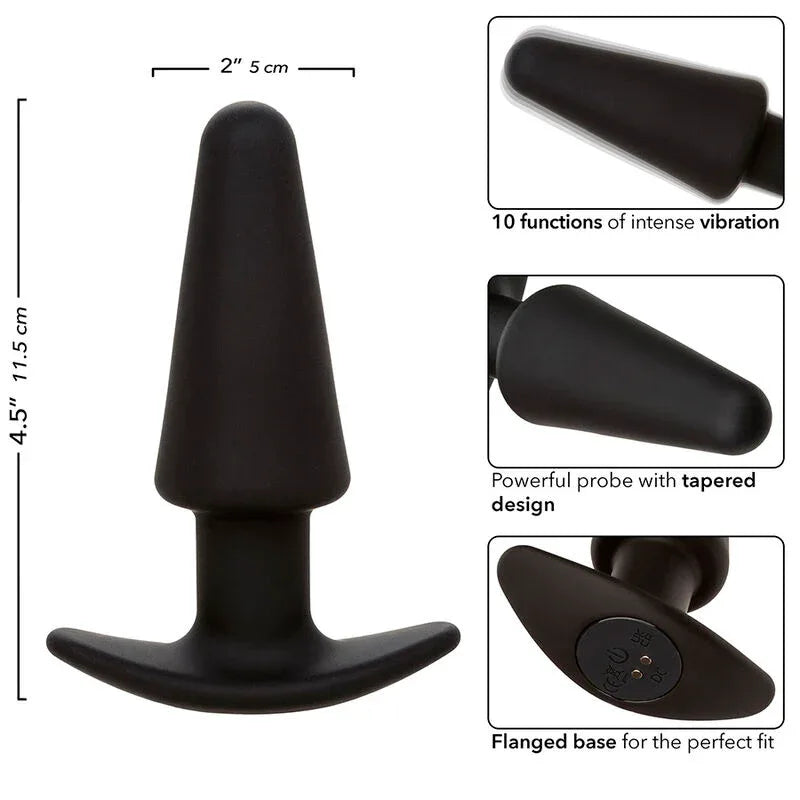 Calexotics – Rock Bottom Tapered Anal Plug 10 Vibrations Silicone Noir
