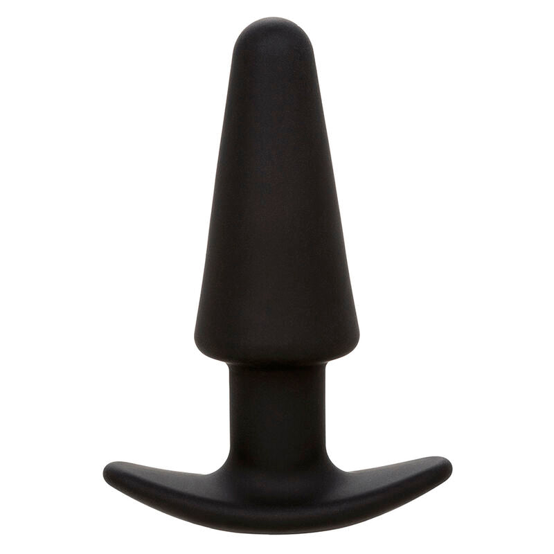 CALEXOTICS - PLUG ANAL CÓNICO CON FONDO DE ROCA, 10 VIBRACIONES, SILICONA NEGRA