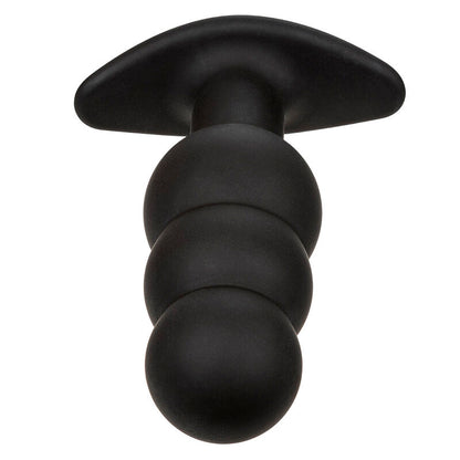 CALEXOTICS - PLUG ANAL CON CUENTAS, FONDO DE ROCA, 10 VIBRACIONES, SILICONA NEGRA