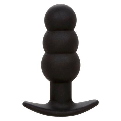 CALEXOTICS - PLUG ANAL CON CUENTAS, FONDO DE ROCA, 10 VIBRACIONES, SILICONA NEGRA