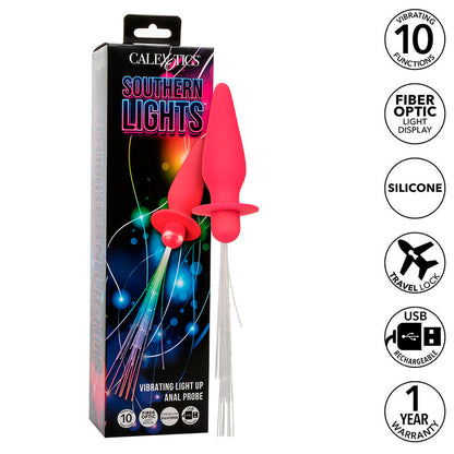 CALEXOTICS - SOUTHERN LIGHTS LIGHT UP ANAL PLUG 10 VIBRATIONS SILICONE ROSE