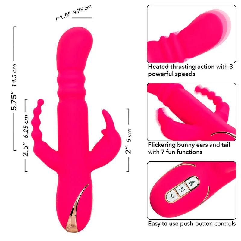 Calexotics – Jack Fantasy Triple Vibrateur Chauffant Lapin Rose