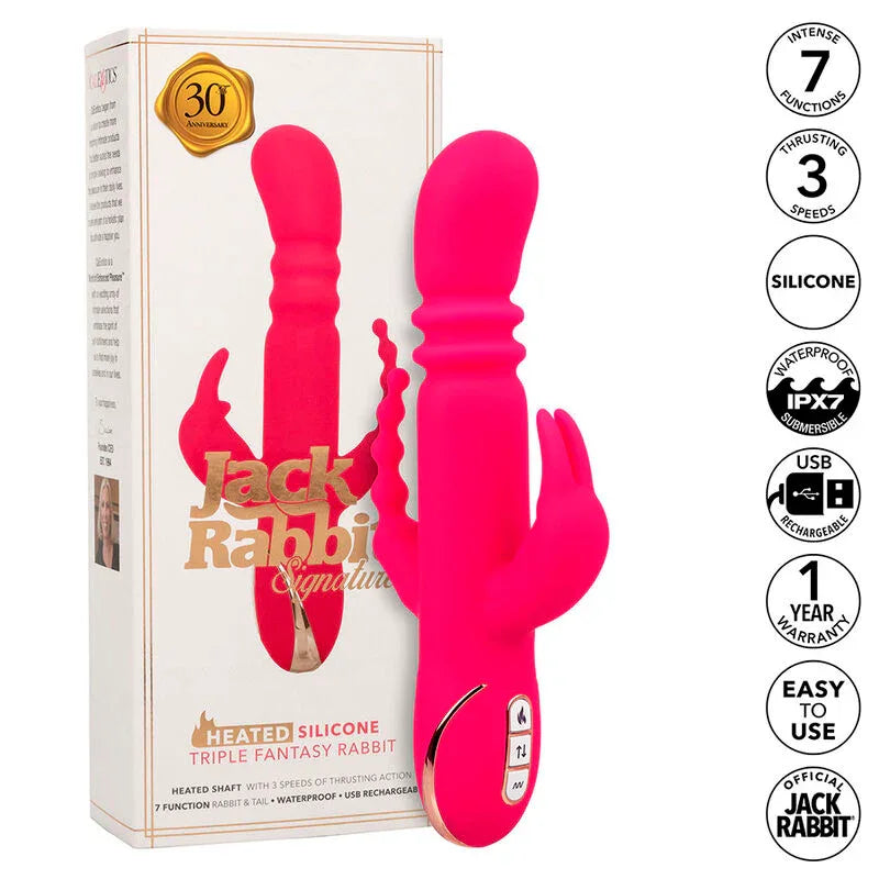 Calexotics – Jack Fantasy Triple Vibrateur Chauffant Lapin Rose