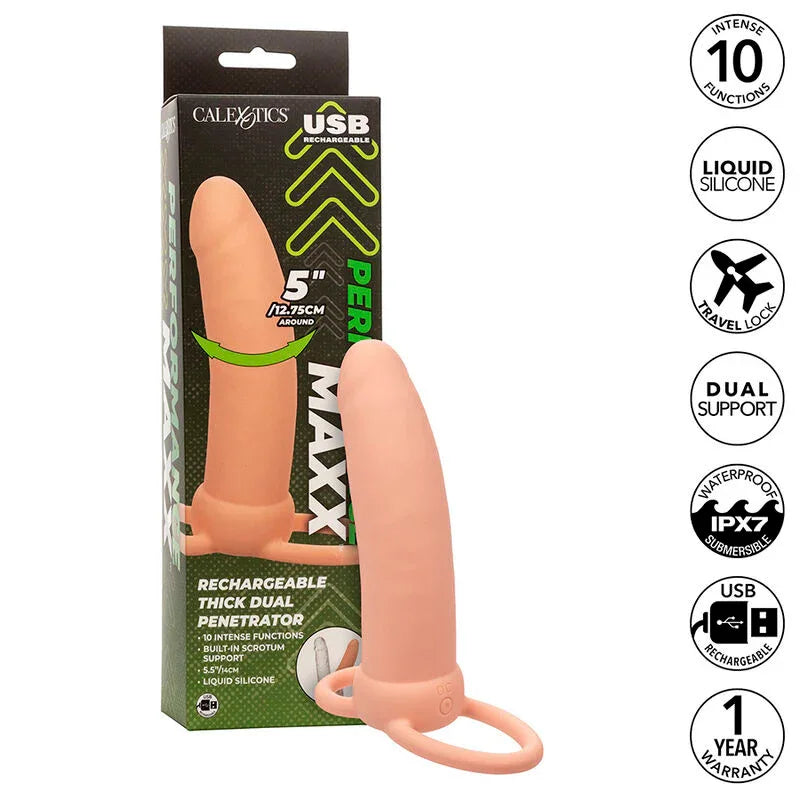 Calexotics – Maxx Thick Double Pénétrateur 10 Vibrations Chair
