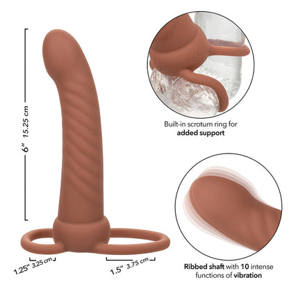 CALEXOTICS - MAXX RIBBED DOUBLE PENETRATOR 10 VIBRATIONS BROWN