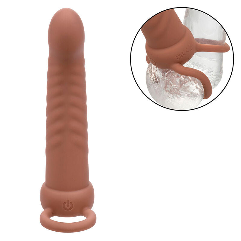 CALEXOTICS - MAXX RIBBED DOUBLE PENETRATOR 10 VIBRATIONS BROWN
