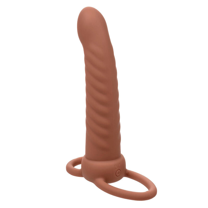 CALEXOTICS - MAXX RIBBED DOUBLE PENETRATOR 10 VIBRATIONS BROWN