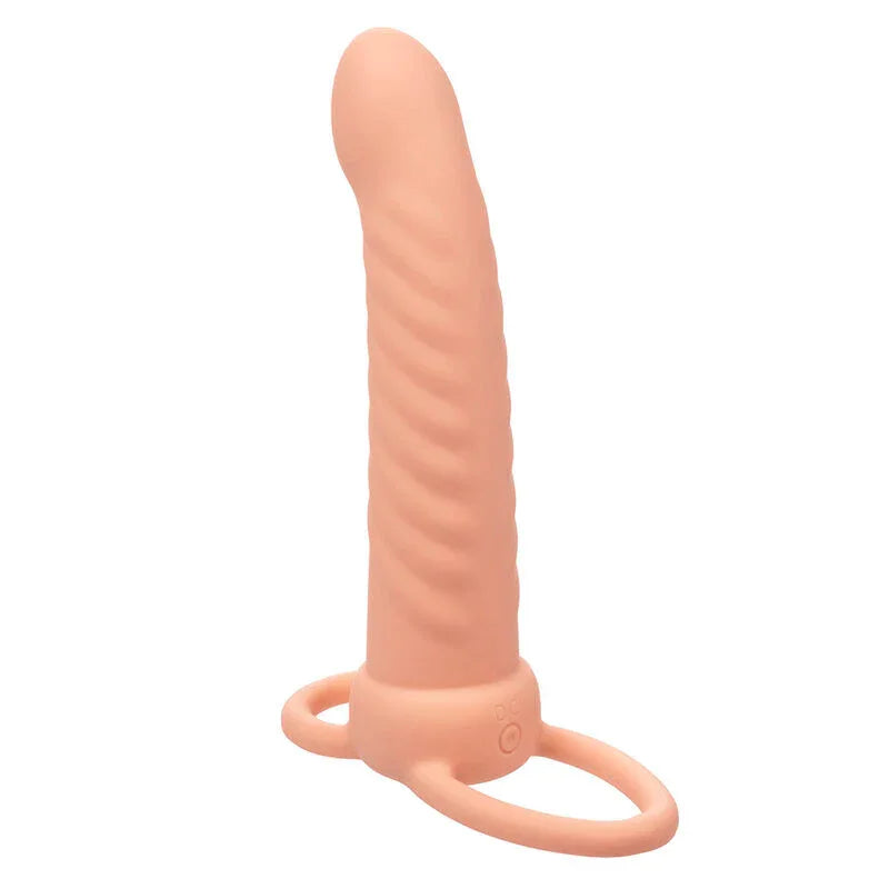 Calexotics – Maxx Double Pénétrateur Nervuré 10 Vibrations Flesh