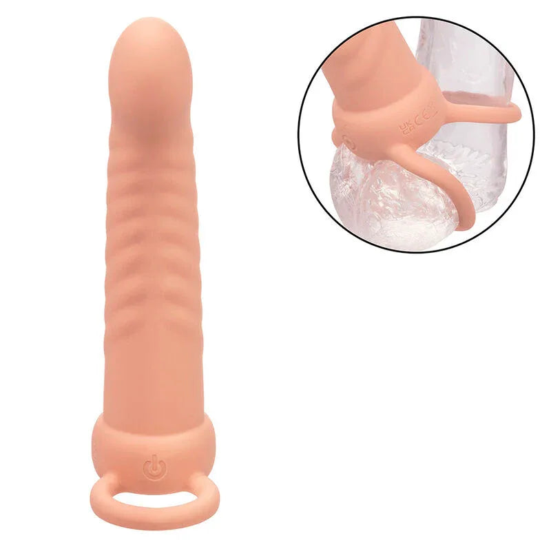 Calexotics – Maxx Double Pénétrateur Nervuré 10 Vibrations Flesh