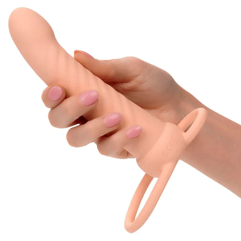 Calexotics – Maxx Double Pénétrateur Nervuré 10 Vibrations Flesh