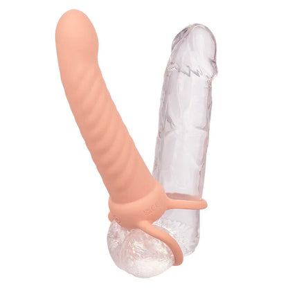 Calexotics – Maxx Double Pénétrateur Nervuré 10 Vibrations Flesh
