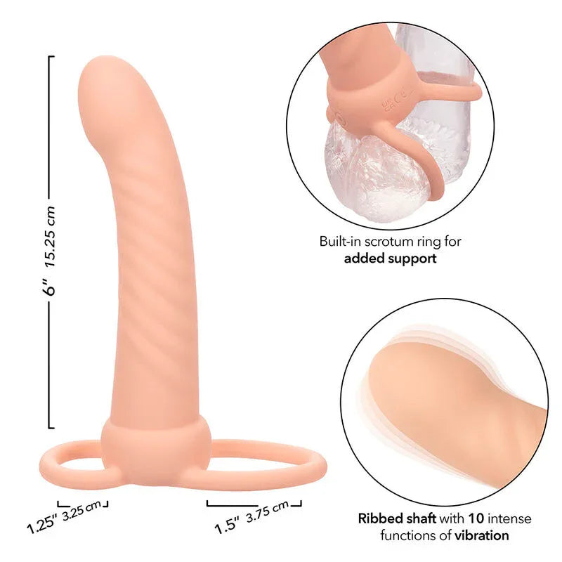 Calexotics – Maxx Double Pénétrateur Nervuré 10 Vibrations Flesh