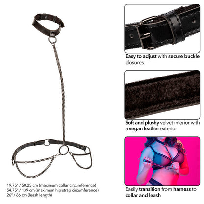 CALEXOTICS - COLLAR CON CORREA Y CABEZAL EUPHORIA DE GRAN TAMAÑO