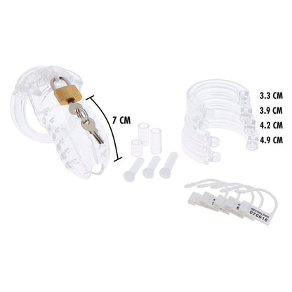 HIDDEN DESIRE - EXTREME ADJUSTABLE TRANSPARENT ACRYLIC CHASTITY CAGE