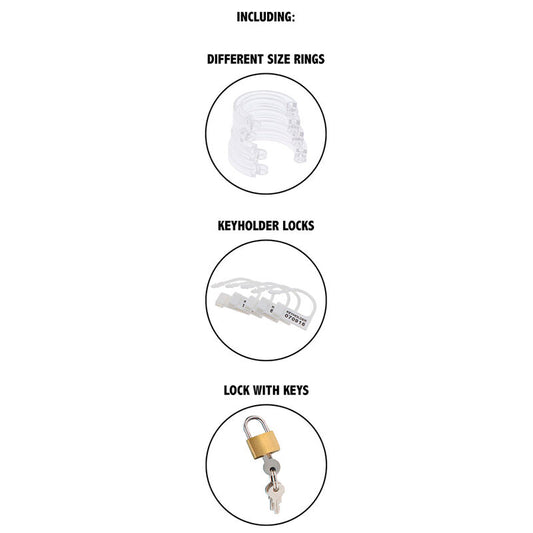 HIDDEN DESIRE - EXTREME ADJUSTABLE TRANSPARENT ACRYLIC CHASTITY CAGE
