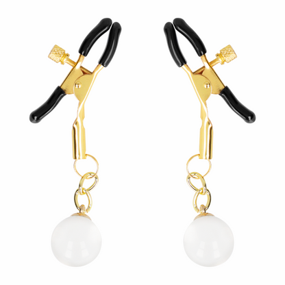 KINK - ABRAZADERAS DE METON CON CUENTAS DE VIDRIO DORADAS 6 CM