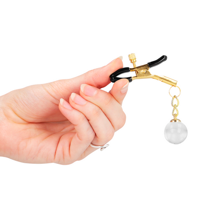 KINK - ABRAZADERAS DE METON CON CUENTAS DE VIDRIO DORADAS 6 CM