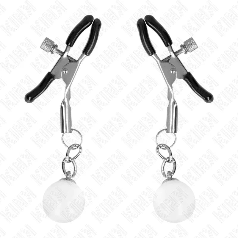Kink – Pinces à Meton Billes de Verre Argent 6 cm