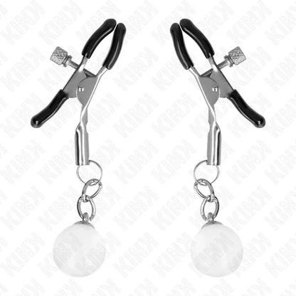 Kink – Pinces à Meton Billes de Verre Argent 6 cm