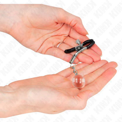 Kink – Pinces à Meton Billes de Verre Argent 6 cm