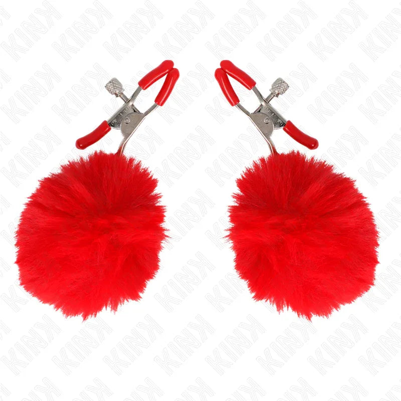 Kink – Pince A Meton Boule Fausse Fourrure Rouge 6 cm