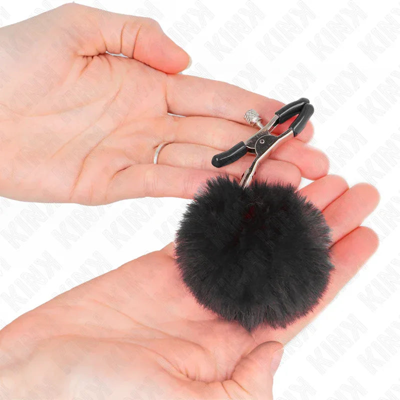 Kink – Pince A Meton Boule en Fausse Fourrure Noir 6 cm