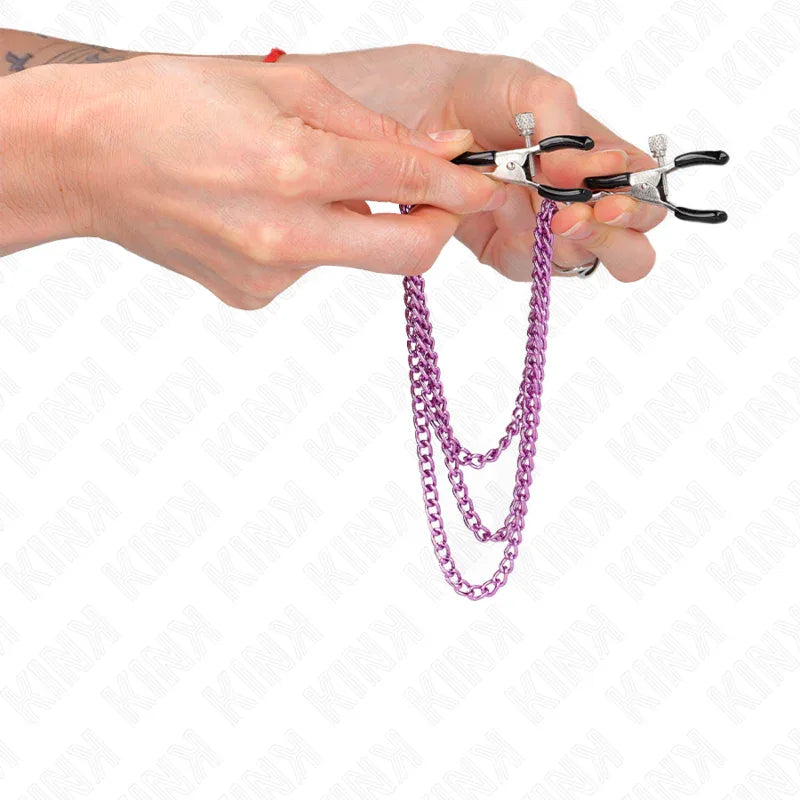 Kink – Pinces à Metelier avec 3 Chaînes Violet 20 / 23 / 28 cm