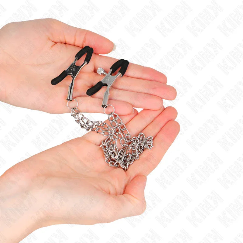 Kink – Pinces à Teteaux avec 2 Chaînes Épaisses Argent 20 / 23 cm