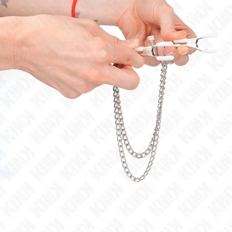 Kink – Pinces à Metelier avec 2 Chaînes Fines Argent 20 / 23 cm