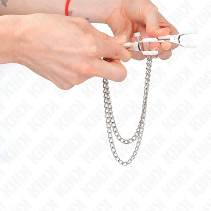 Kink – Pinces à Metelier avec 2 Chaînes Fines Argent 20 / 23 cm
