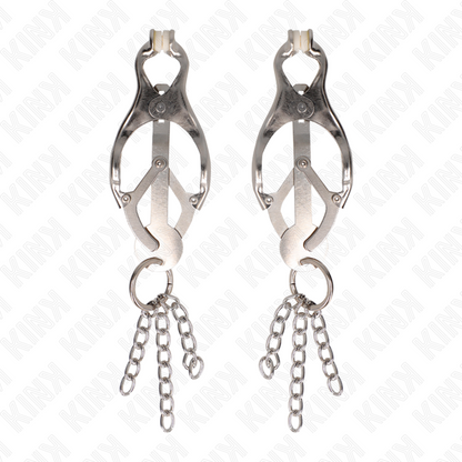 KINK - CLIPS DE METAL DE TRÉBOL JAPONÉS CON PEQUEÑAS CADENAS DE PLATA