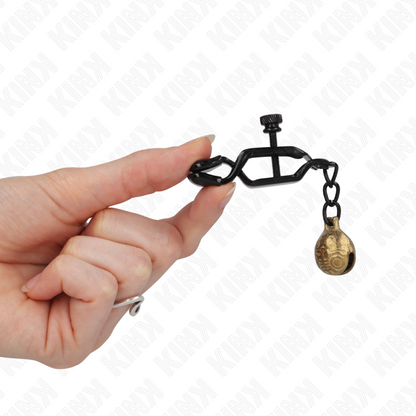 KINK - ABRAZADERAS DE METELÓN ESTILO CAMPANA NEGRA 7 CM