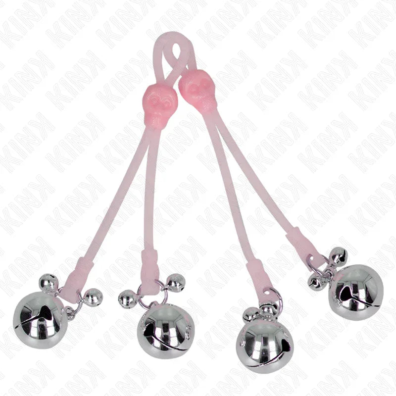 Kink – Pinces à Télépin Lumineuses Crâne avec Anneau Cloches Réglables Rose / Argent