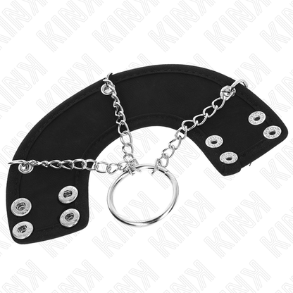 KINK - ANILLO PARA PENE CADENA DE METAL DE 4 CM Y 7 CM CON CINTURÓN DE CUERO