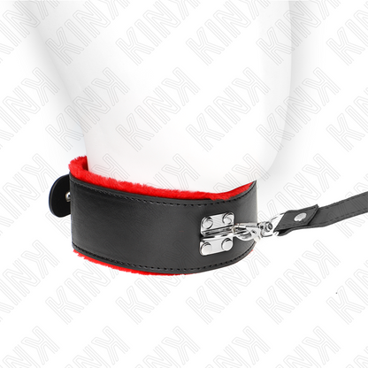 KINK - COLLAR CON CINTURÓN 116 CM CON CORREA DE CUERO ROJA AJUSTABLE 40-48 CM X 6 CM
