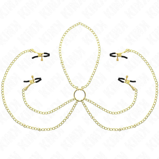 Kink – 4 Pinces à Tamelon et Clito Réglables Or